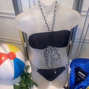 Black and White Halter Bikini